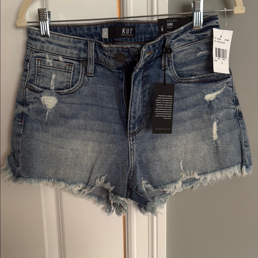 Kut from the Kloth Frayed Light Blue Denim Shorts